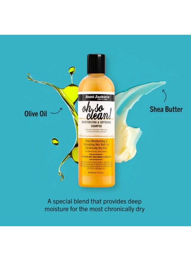 Aunt Jackie's Oh So Clean! Deep Moisturizing Shampoo 355ml | Detangling Hair Bath for Chronically Dry Hair | For Curly Coily Wavy Hair | Shea Butter + Olive Oil - Image 2